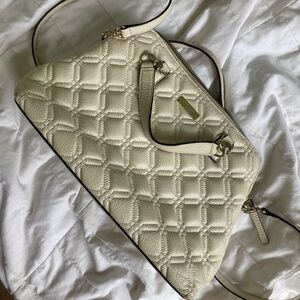 Kate Spade Rachelle Shoulder Bag Ivory Eggshell Double Handle Quilted Leather